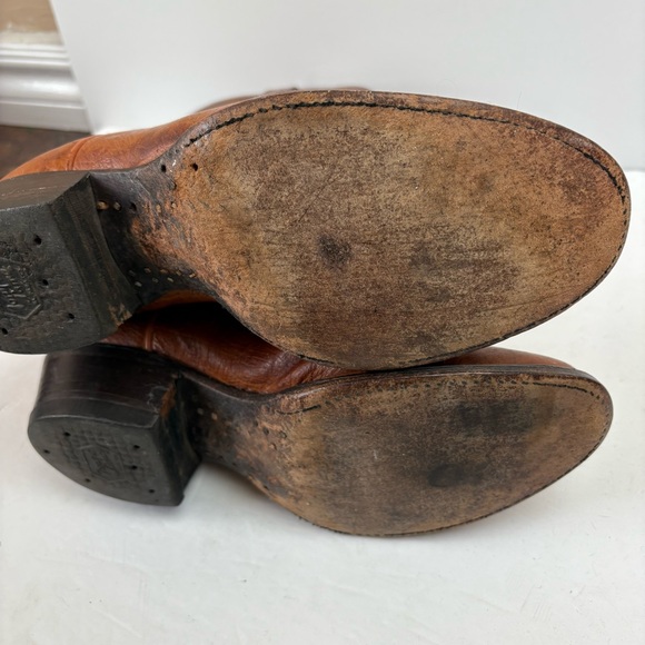 Vintage Tony Lama Brown Smooth Ostrich Leather Cowboy Boots 8437 Mens Size 7 D - Picture 12 of 16